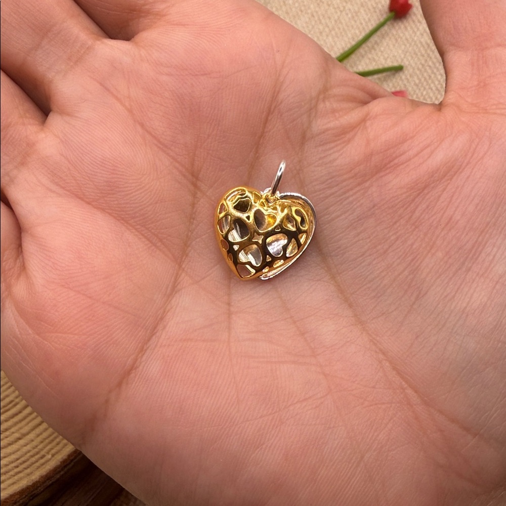 New! 🆕 Gold Heart Pendant 925 - Picture 7 of 8